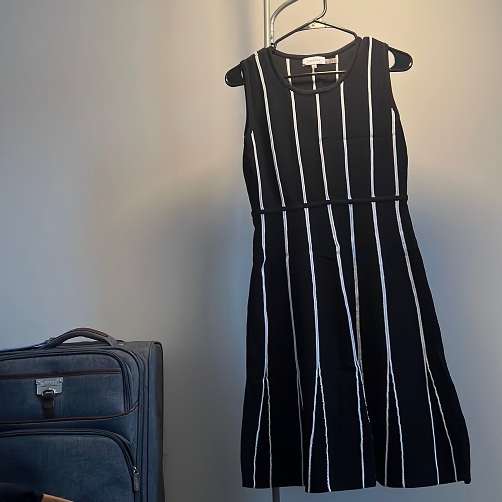 Black and white striped CK dress